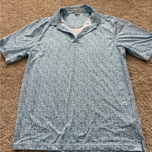 Straight Down Stogie Polo Blue Floral Golf Shirt Men’s Size L